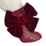 Calza Lunga In Caldo Cotone Con Fiocco In Velluto Bambina MEIA PATA 1095 - MEIA PATA - LuxuryKids