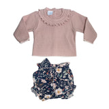 Completo Caldo Cotone con Culotte Floreale Neonata Rosa Granlei 2579 - GRANLEI - LuxuryKids