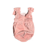 Pagliaccetto Intero In Velluto Con Fiocchettoni Rosa Neonata Phi Clothing 21545 - PHY CLOTHING - LuxuryKids