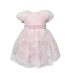 Abito Elegante Mezza Manica In Pizzo Rosa Neonata ISABEL 3100 - ISABEL - LuxuryKids