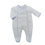 Tutina Intera In Cotone Con Profili Celesti Neonato NINNAOH E22266T - NINNAOH - LuxuryKids