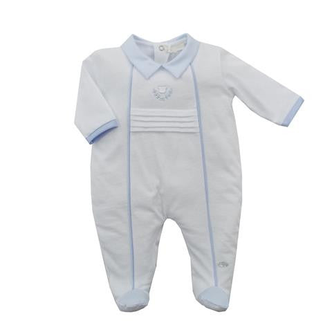 Tutina Intera In Cotone Con Profili Celesti Neonato NINNAOH E22266T - NINNAOH - LuxuryKids
