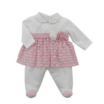Tutina Spezzata In Cotone Bianca E Rosa Neonata NINNAOH E2202C - NINNAOH - LuxuryKids