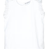 Maglia Smanicata In Cotone Con Pizzo Bianca Bambina CALAMARO 15018 - CALAMARO - LuxuryKids