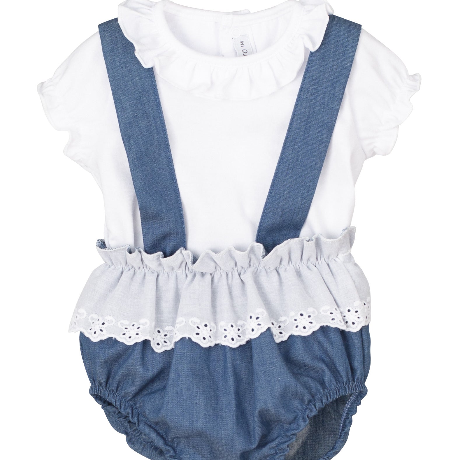 Completo Con Salopette In Denim E Maglia Bambina CALAMARO 17710 - CALAMARO - LuxuryKids