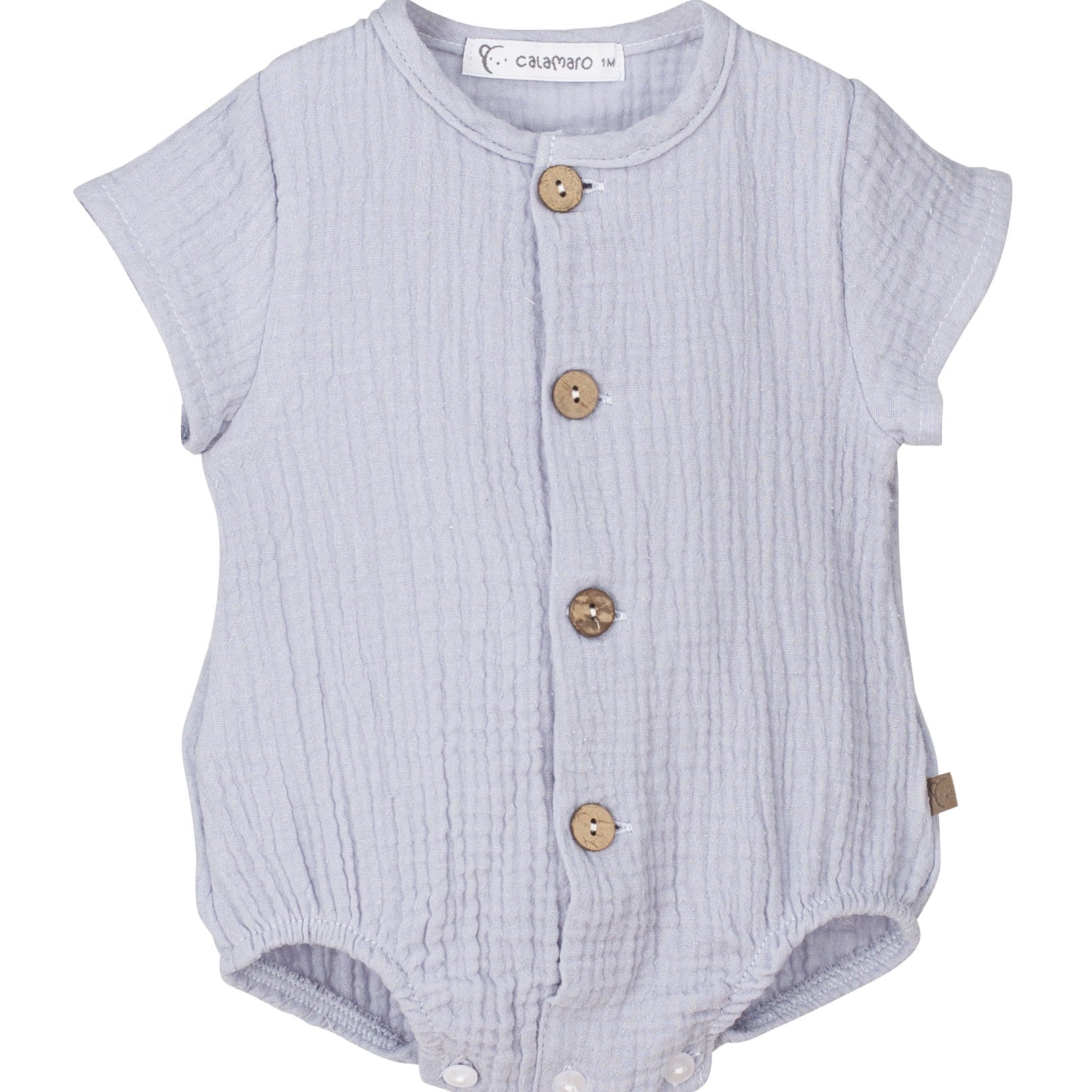 Pagliaccetto In Garza Di Cotone Grigio Neonato-a Unisex CALAMARO 32364 - CALAMARO - LuxuryKids