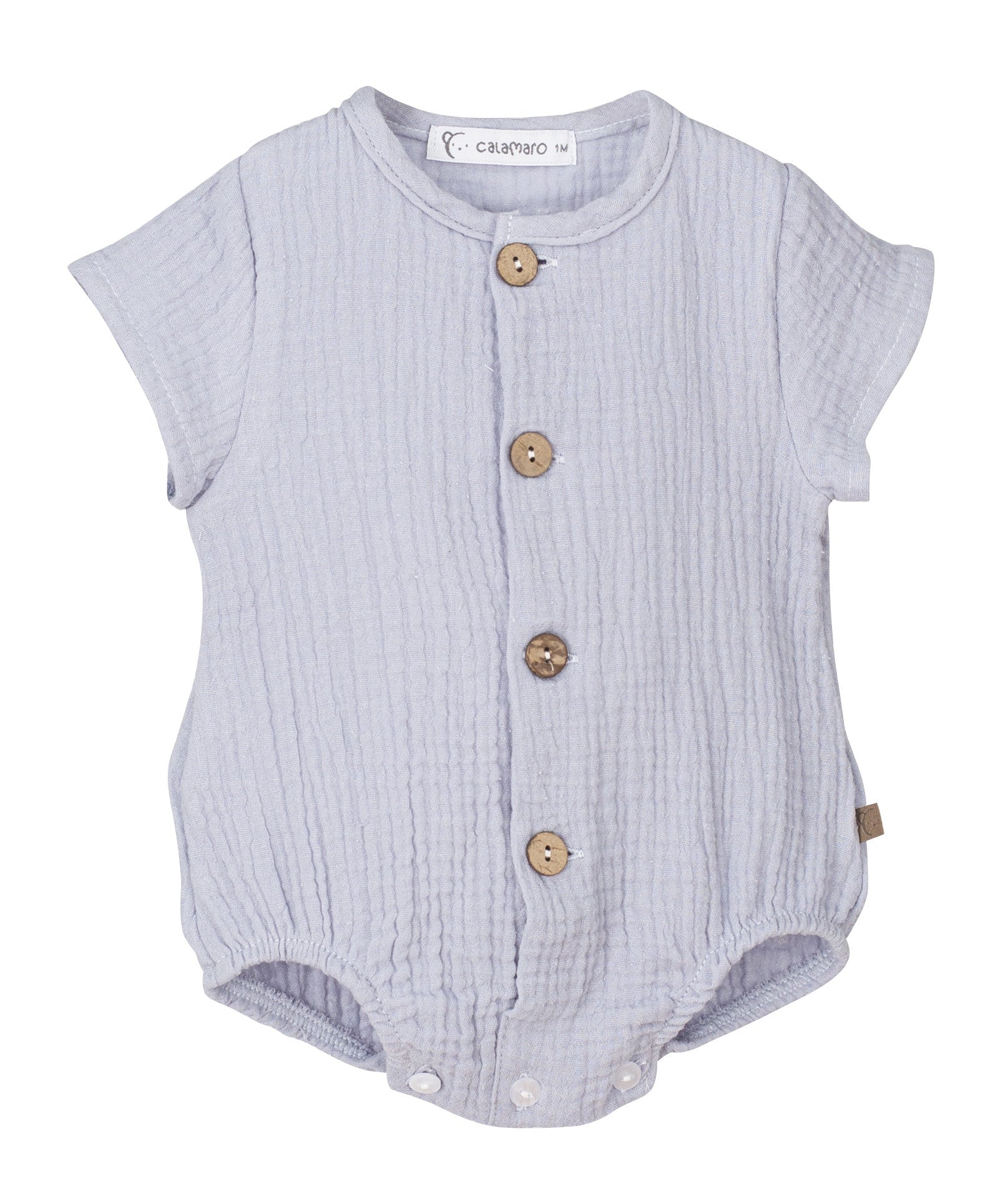 Pagliaccetto In Garza Di Cotone Grigio Neonato-a Unisex CALAMARO 32364 - CALAMARO - LuxuryKids