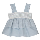 Abito Con Bretelle Celeste A Pois Neonata CALAMARO 21215 - CALAMARO - LuxuryKids