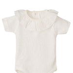 Body In Cotone Mezza Manica Con Collo Rouche Neonata CALAMARO 19068 - CALAMARO - LuxuryKids