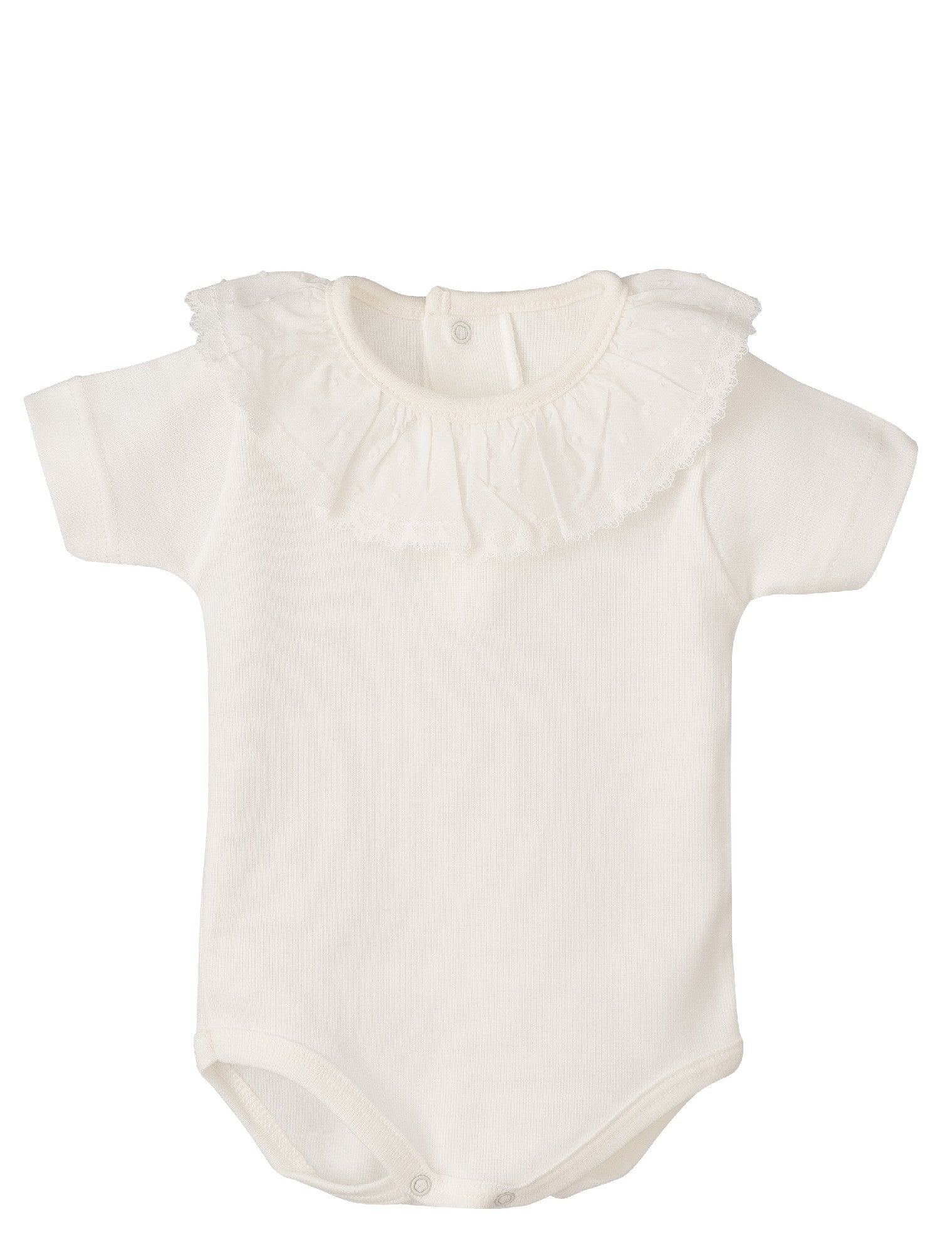 Body In Cotone Mezza Manica Con Collo Rouche Neonata CALAMARO 19068 - CALAMARO - LuxuryKids