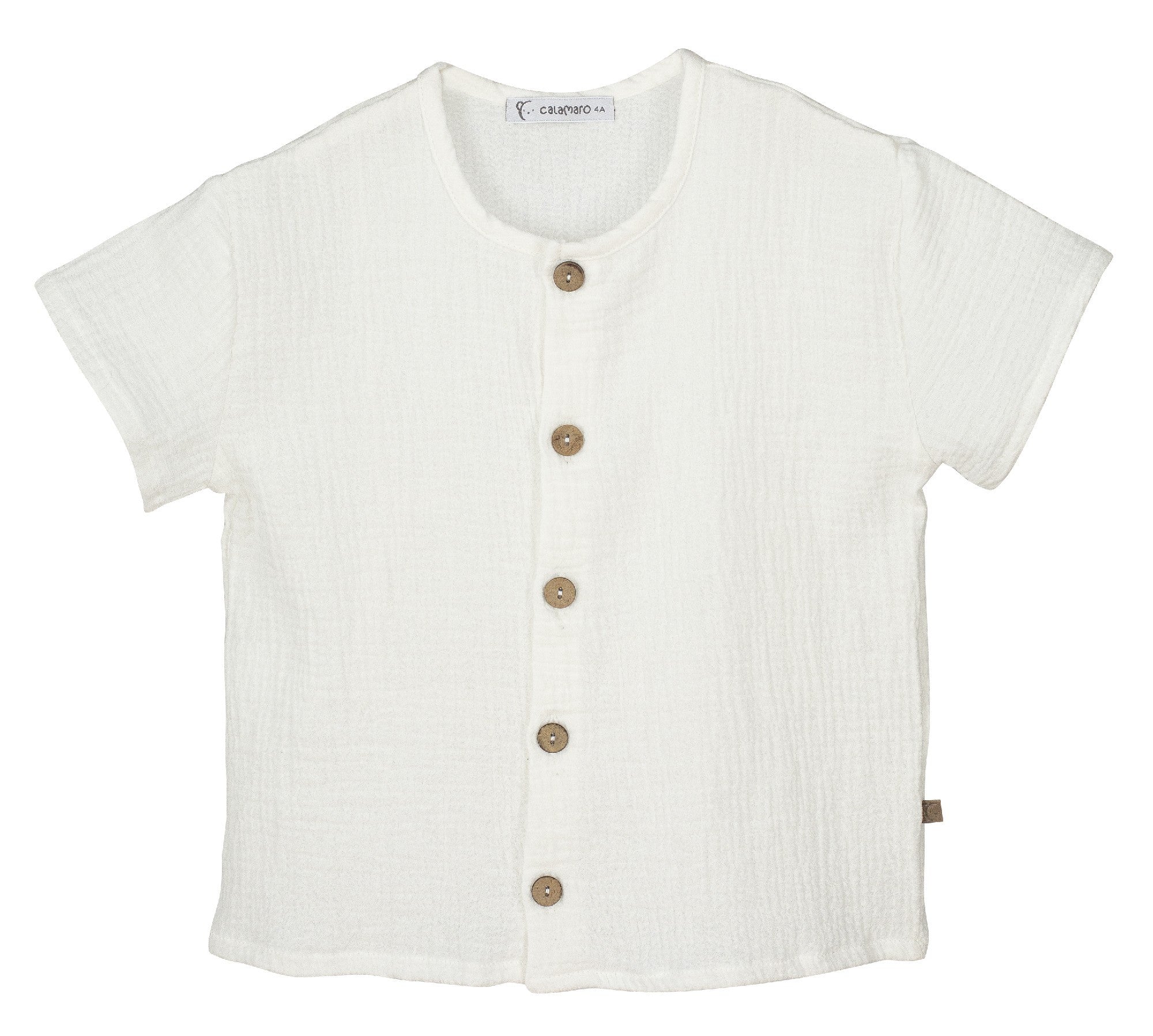 Camicia In Garza Di Cotone Bianca Bambino CALAMARO 15017 - CALAMARO - LuxuryKids