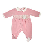 Tutina Intera In Cotone Con Pizzo Rosa Antico Neonata TETO E TATTA TU1680 - TETO E TATTA - LuxuryKids