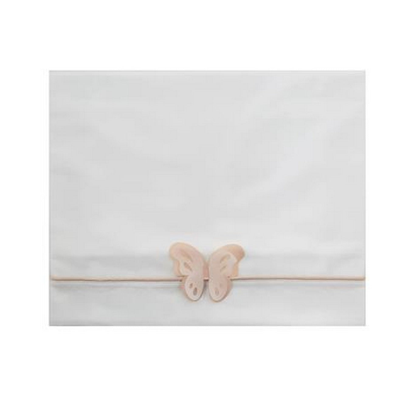 Lenzuolino Per Carrozzina In Cotone Bianco Con Farfalla Beige Neonata NINNAOH E22LE9 - NINNAOH - LuxuryKids