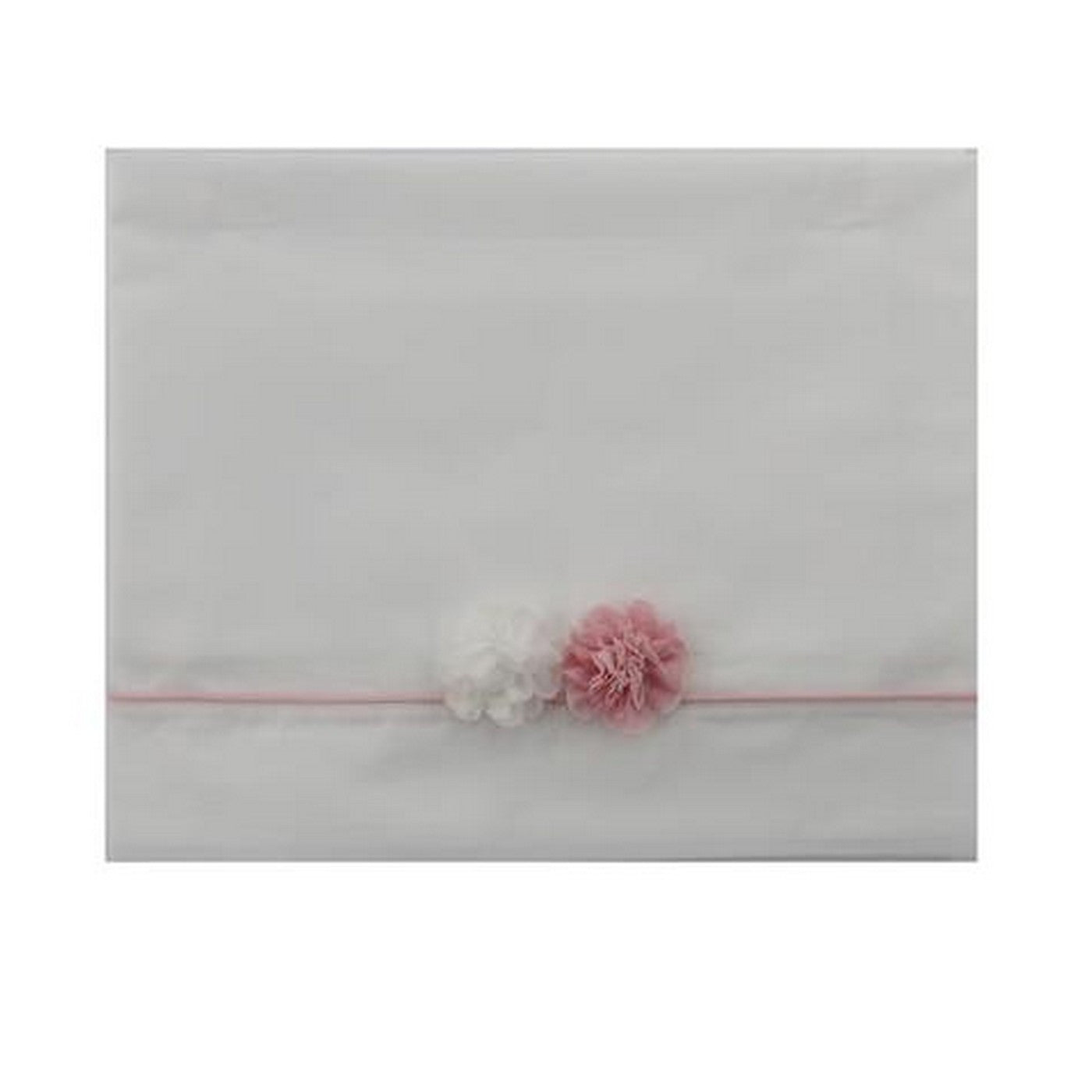 Lenzuolino Per Carrozzina In Cotone Bianco E Rosa Neonata NINNAOH E22LE1 - NINNAOH - LuxuryKids