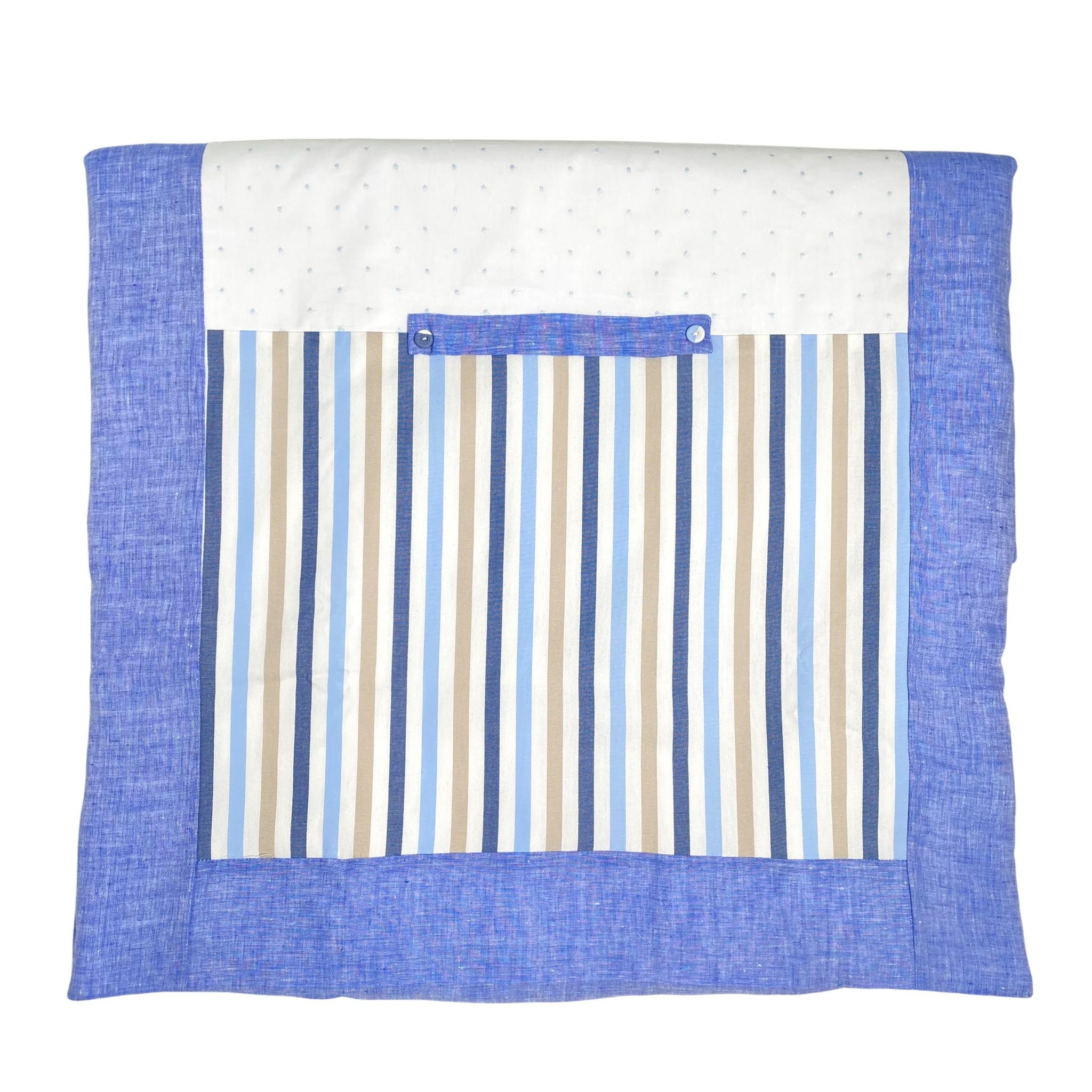 Coperta In Cotone E Lino Bianca E Celeste Neonato LA SARTORIA DEI PICCOLI LC115 - LA SARTORIA DEI PICCOLI - LuxuryKids