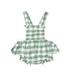 Salopette In Cotone A Quadri Verde Bianca Neonata YOEDU 3985 - YOEDU - LuxuryKids