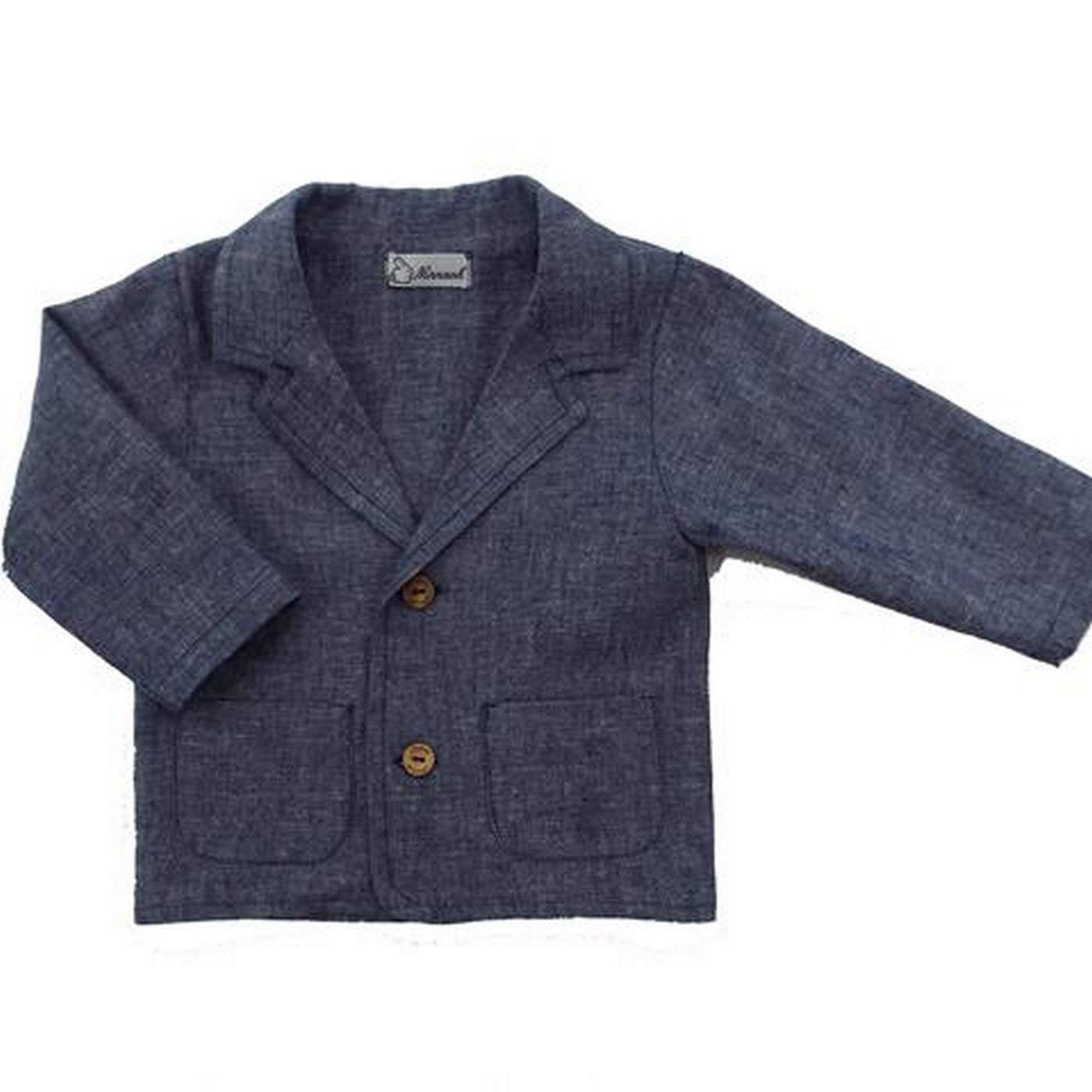 Giacca Elegante In Misto Lino Effetto Jeansato Blu Neonato NINNAOH E22226 - NINNAOH - LuxuryKids