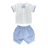 Completo Con Bermuda E camicia In Misto Lino Celeste Neonato TETO E TATTA CC1530 - TETO E TATTA - LuxuryKids