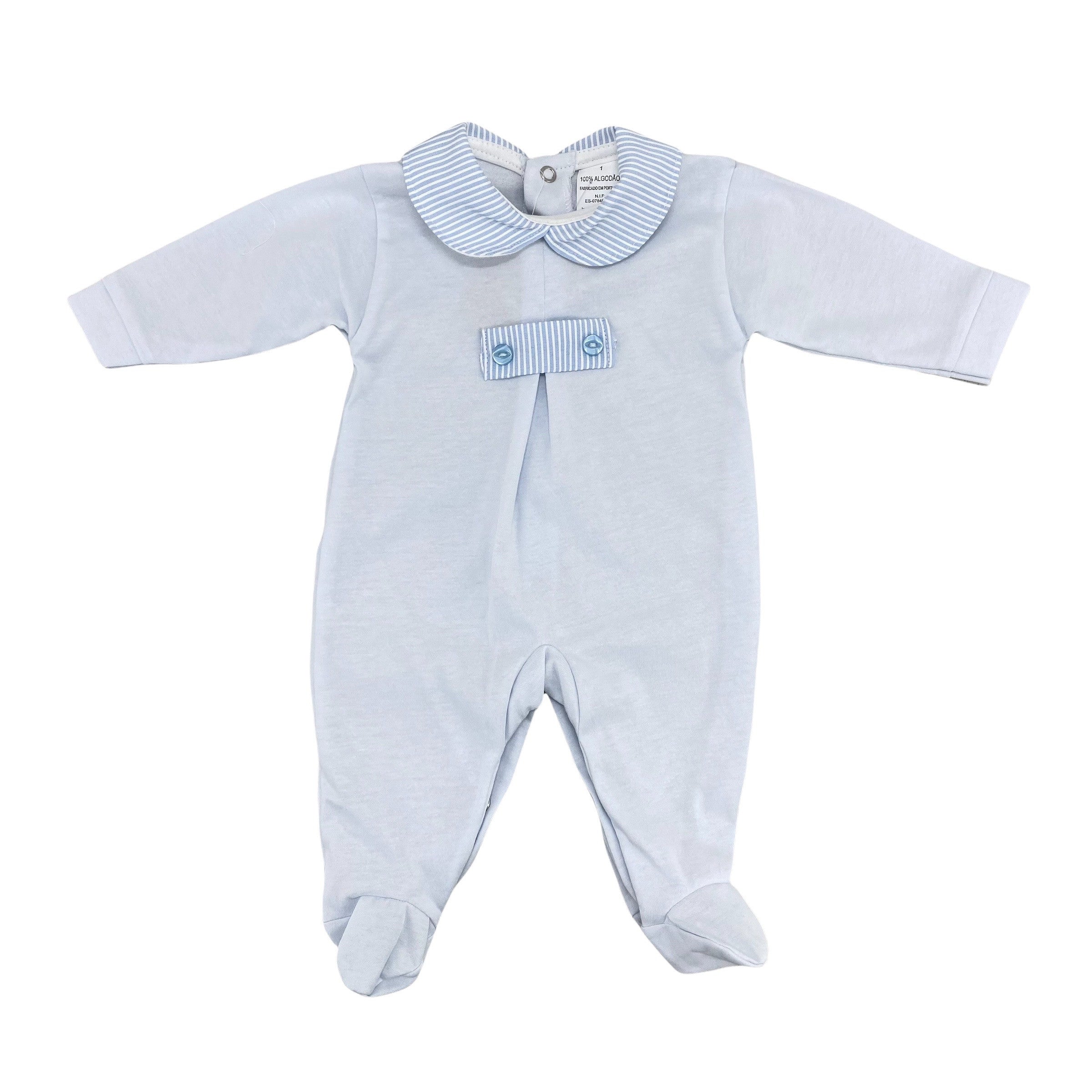 Tutina Intera In Cotone Celeste Neonato BABY FASHION 1102 - Baby Fashion - LuxuryKids
