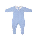 Tutina Intera In Filo Di Cotone Traforata Celeste Neonato DR KID DK131T - DR.KID - LuxuryKids