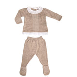 Tutina Spezzata In Filo Di Cotone Beige Neonata DR KID DK180T - DR.KID - LuxuryKids