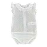 Camicia A Body In Cotone Plumetis Mezza Manica Neonata CALAMARO 19103 - CALAMARO - LuxuryKids