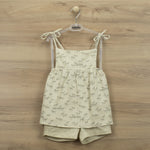 Completo Con Bermuda E Top In Cotone Beige Con Stampa Bambina BABIDU 43483 - BABIDU - LuxuryKids