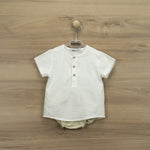 Completo Camicia Mezza Manica E Culotte In Misto Lino Neonato BABIDU 43491 - BABIDU - LuxuryKids
