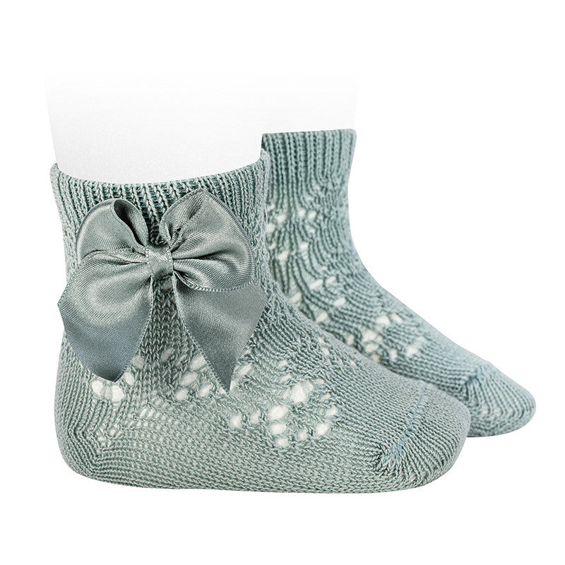 Calzini In Filo Di Cotone Corti Traforati Con Fiocco Bambina CONDOR 2506C - Condor - LuxuryKids