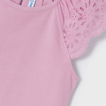 T-Shirt Con Ricami In Cotone Rosa Bambina MAYORAL 3052 - MAYORAL - LuxuryKids