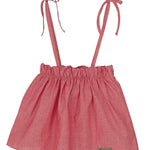 Salopette Gonna Con Spalline In Cotone Rosso Bambina CALAMARO 60001 - CALAMARO - LuxuryKids