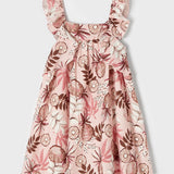 Abito Smanicato in Cotone Rosa Antico Stampato Neonata MAYORAL 3937 - MAYORAL - LuxuryKids