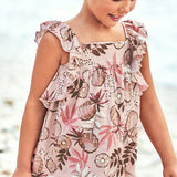 Abito Smanicato in Cotone Rosa Antico Stampato Bambina MAYORAL 3937 - MAYORAL - LuxuryKids