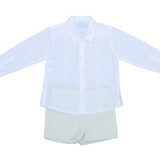 Completo In Cotone Camicia Manica Lunga E Pantaloncino In Pique Bambino GRANLEI 578 - GRANLEI - LuxuryKids