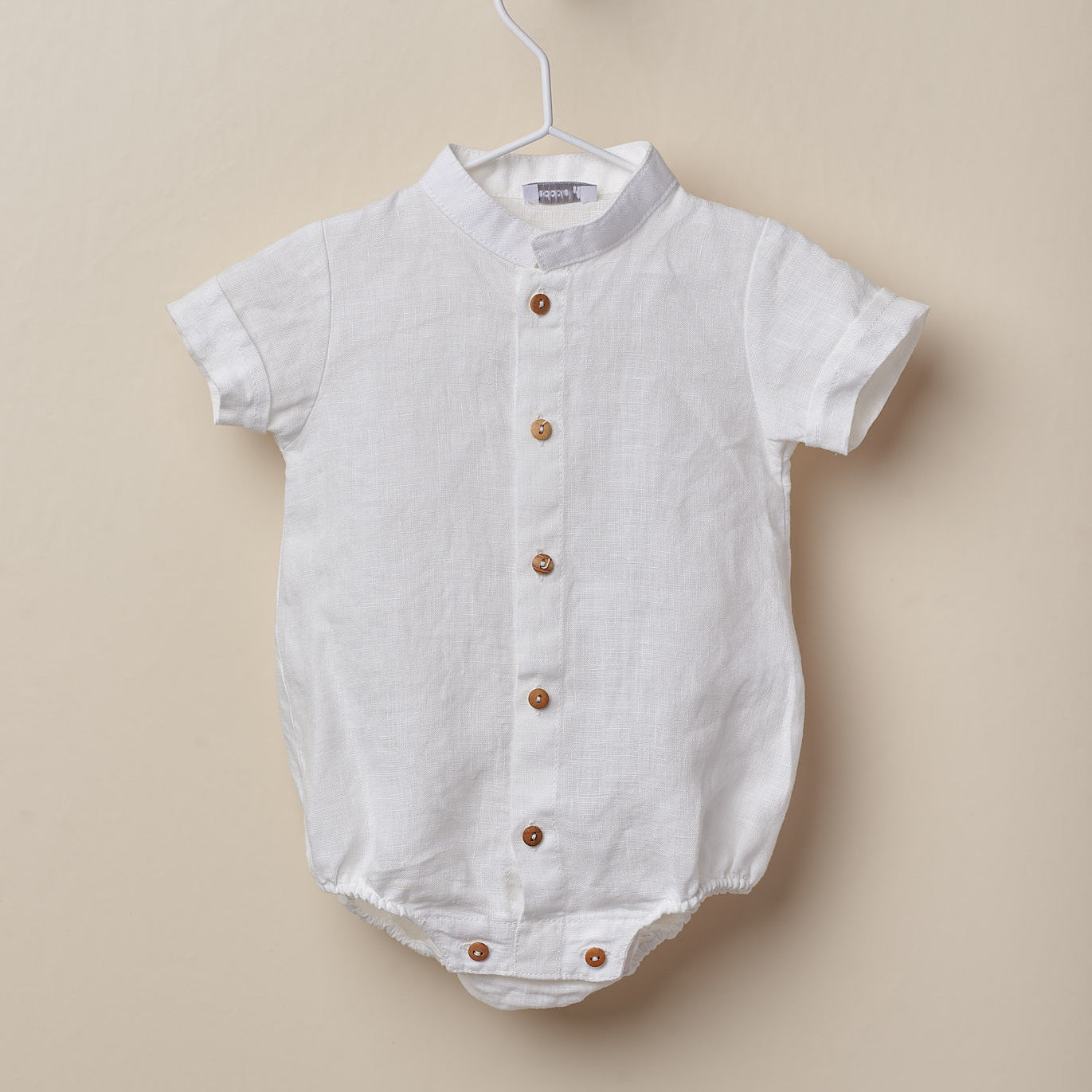 Camicia Body In Lino Con Collo Coreano Neonato Wedoble 07916 - WEDOBLE - LuxuryKids