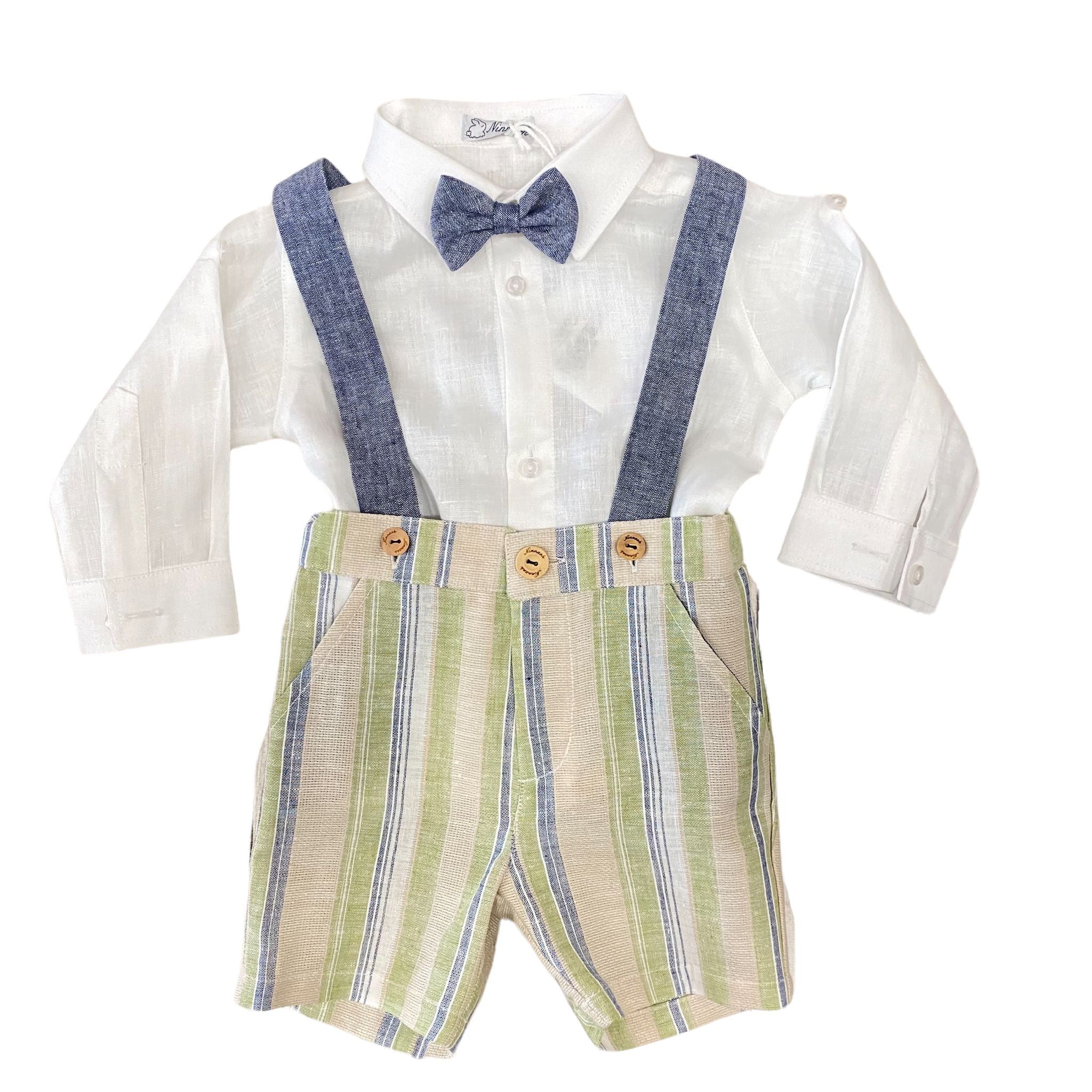Completo 3 Pezzi Manica Lunga Fantasia A Righe Neonato NINNAOH E22223 - NINNAOH - LuxuryKids