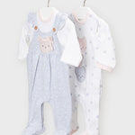 Set Due Tutine Intere In Cotone Grigio Neonata MAYORAL 1607T - MAYORAL - LuxuryKids