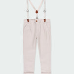 Pantalone Con Bretelle In Lino Beige Bambino BOBOLI 734026 - BOBOLI - LuxuryKids