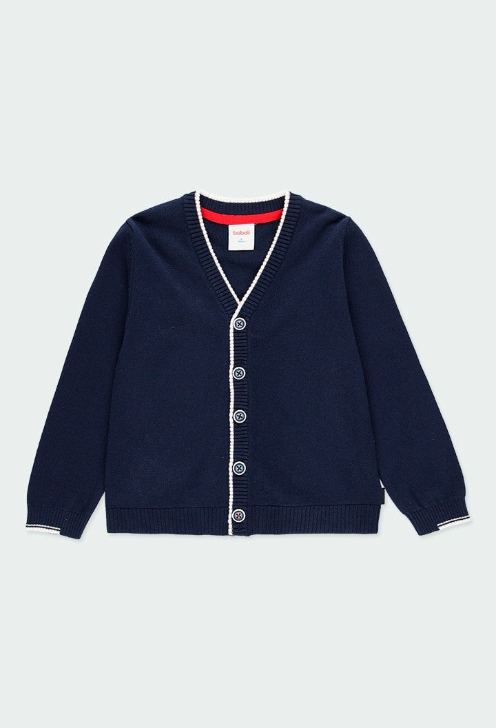 Cardigan Blu In Cotone Scollo "V" Semplice Bambino BOBOLI 734183 - BOBOLI - LuxuryKids