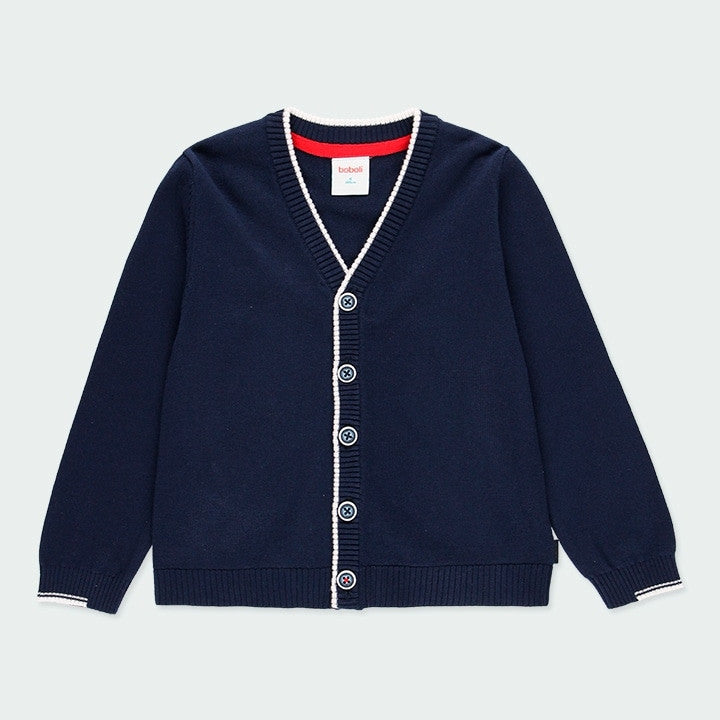 Cardigan Blu In Cotone Scollo "V" Semplice Bambino BOBOLI 734183 - BOBOLI - LuxuryKids