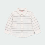 Camicia Manica Lunga Bianca Fantasia A Righe Grigio In Lino Bambino BOBOLI 71459 - BOBOLI - LuxuryKids