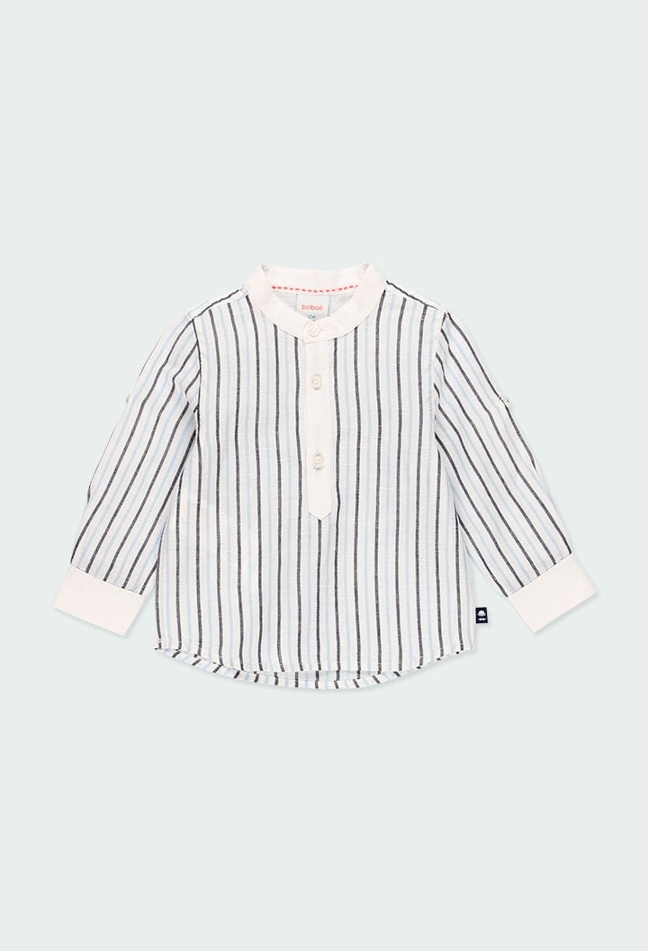 Camicia Manica Lunga Bianca In Lino Fantasia A Righe Bambino BOBOLI 714125 - BOBOLI - LuxuryKids