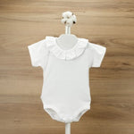 Body Mezza Manica Con Collo Volante In  Cotone Neonata BABIDU 1118 - BABIDU - LuxuryKids