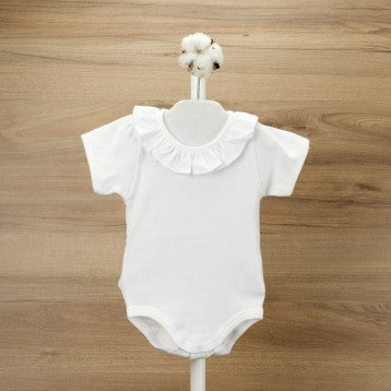 Body Mezza Manica Con Collo Volante In  Cotone Neonata BABIDU 1118 - BABIDU - LuxuryKids