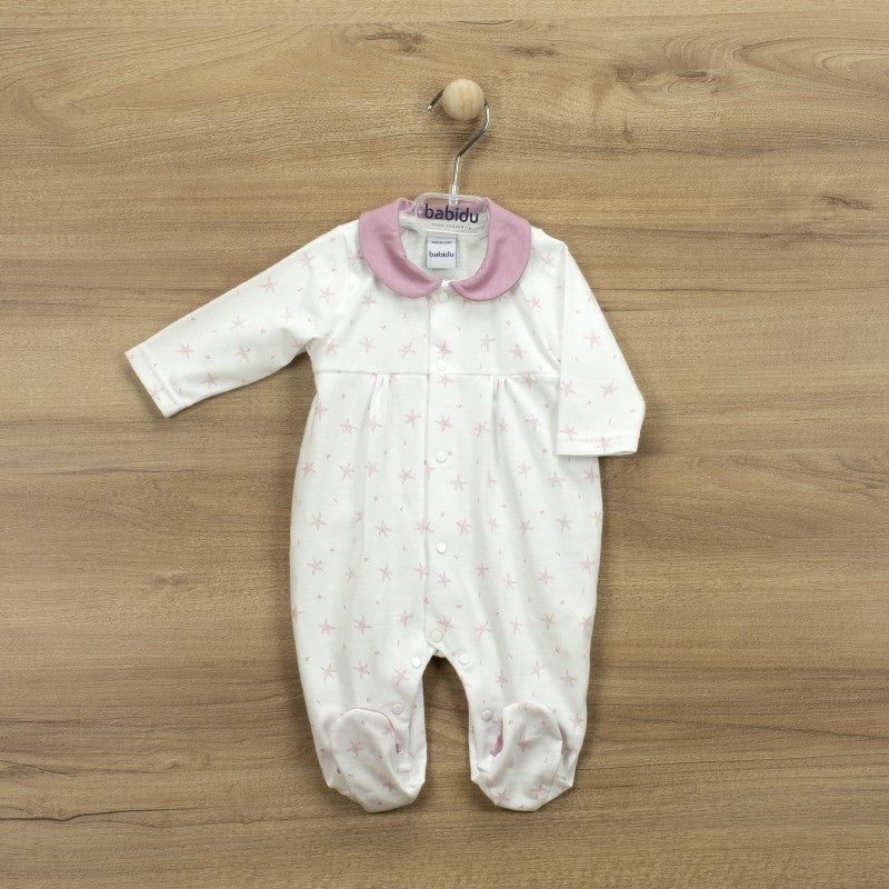 Tutina Con Piedini Fantasia Marina In Cotone Neonata BABIDU 11299 - BABIDU - LuxuryKids