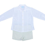 Completo In Cotone Camicia Manica Lunga E Pantaloncino In Pique Neonato GRANLEI 578 - GRANLEI - LuxuryKids