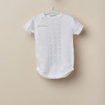 Pagliaccetto Antipanico Mezza Manica In Filo Bianco Con Lavorazioni Unisex Neonati WEDOBLE 01305A - WEDOBLE - LuxuryKids