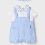 Pagliaccetto Con Cappello In Cotone Celeste Neonato MAYORAL 1635 - MAYORAL - LuxuryKids
