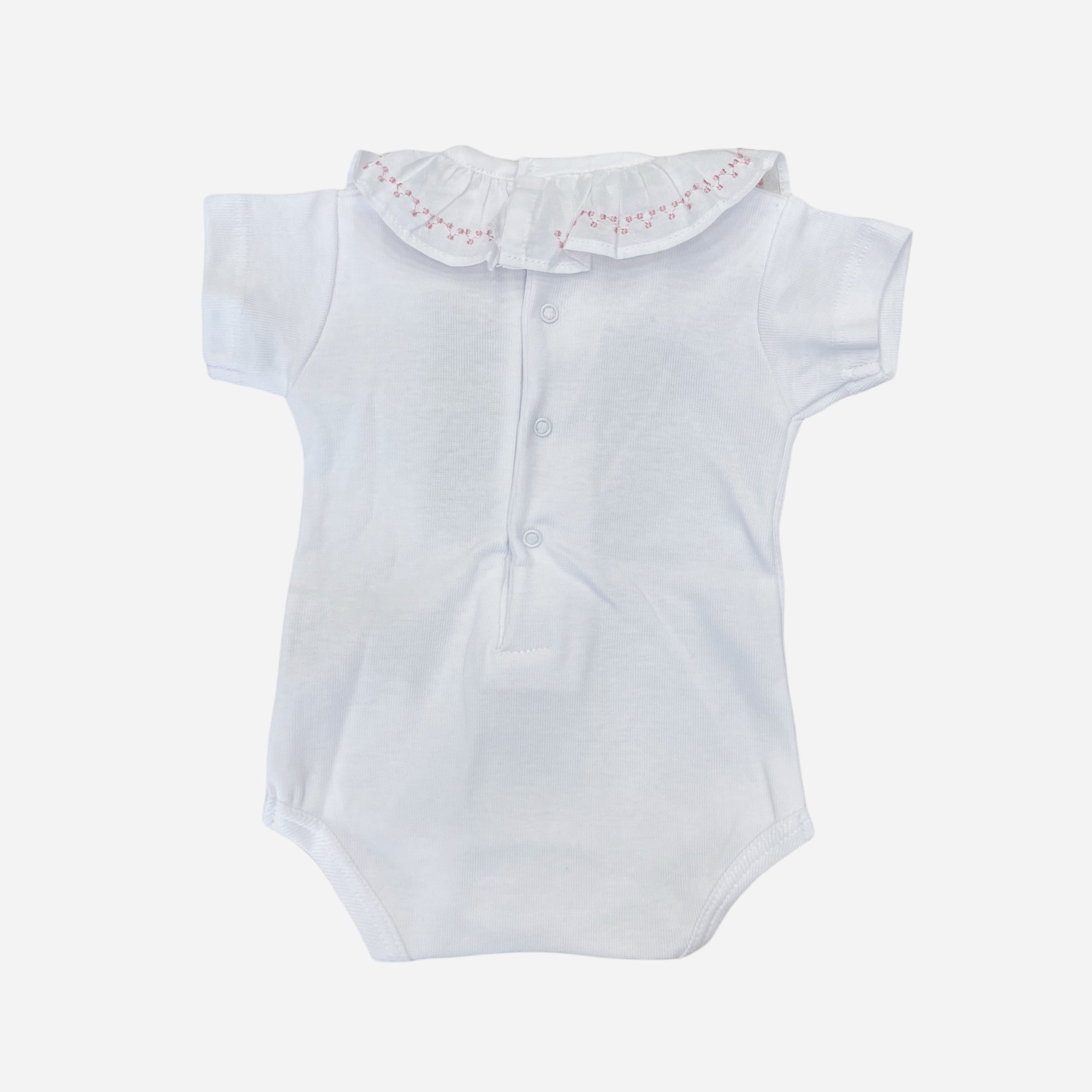 Body Neonata In Cotone Con Coletto in Ruches Ricamato Wedoble 11616R - WEDOBLE - LuxuryKids