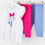 Completo Tre Pezzi In Cotone Fucsia Bambina MAYORAL 3758 - MAYORAL - LuxuryKids